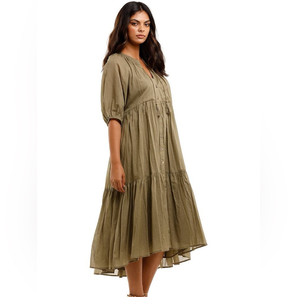 Spell & The Gypsy Honey Smock Dress in Olive Size Small